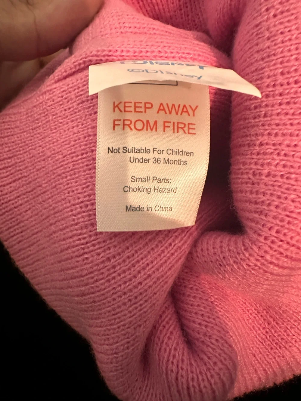 Disney Pink Elsa Knit Beanie with White Stripes